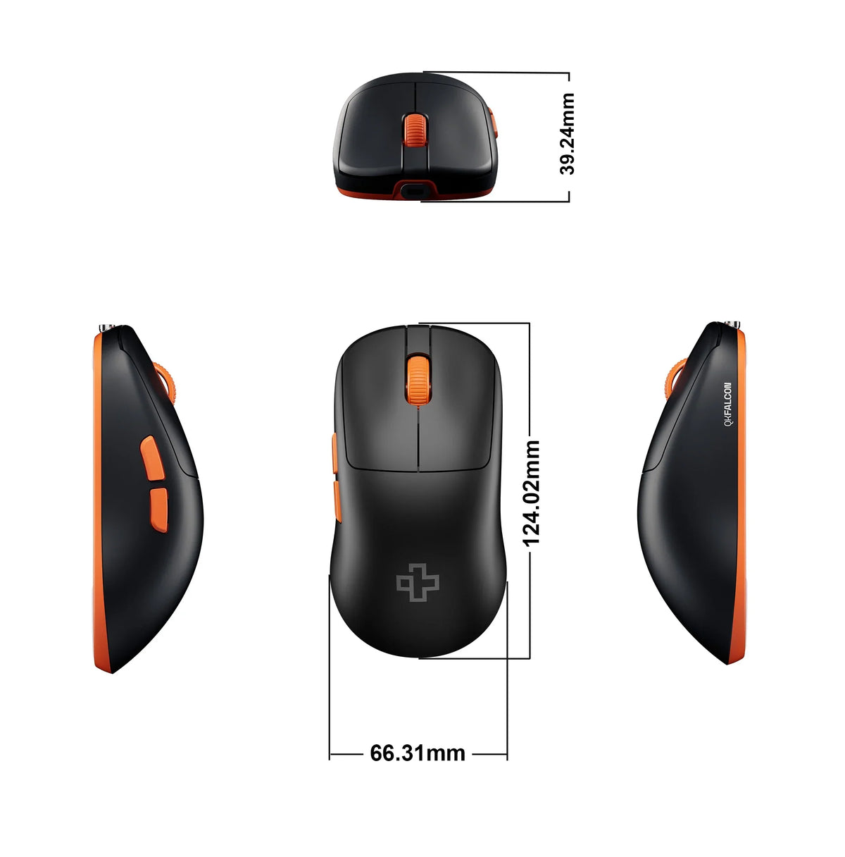 QwertyKey Falcon Black 8K vezeték nélküli gamer egér, 30 000 DPI, háromféle csatlakozás, Bluetooth, PixArt 3950