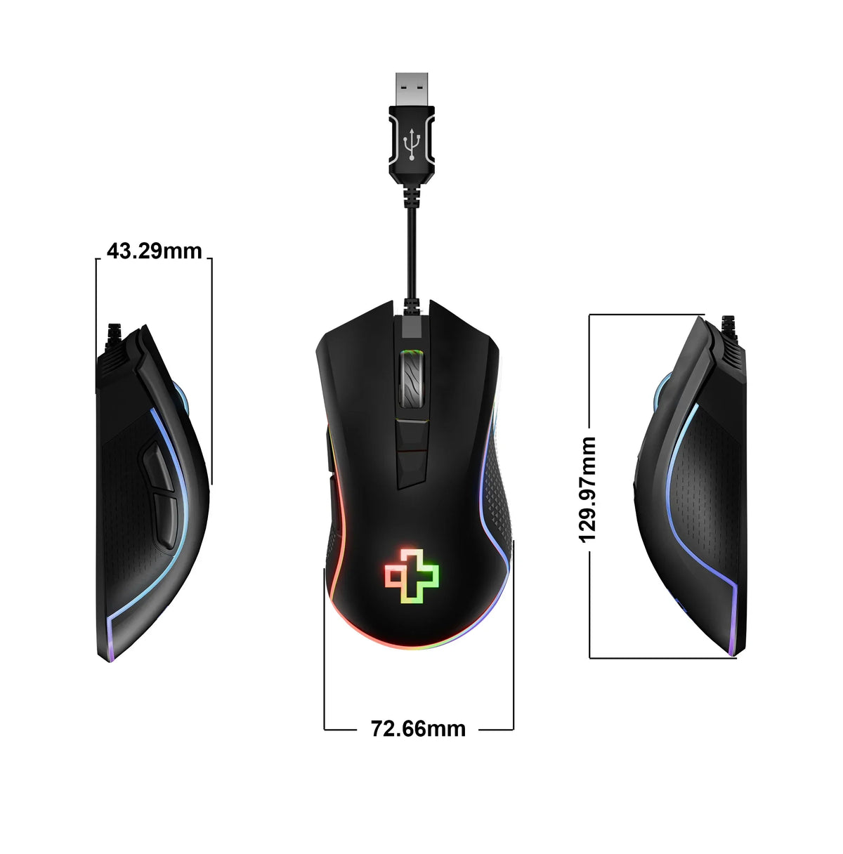 QwertyKey Forge Black RGB gamer egér, 12 000 DPI, szoftverrel