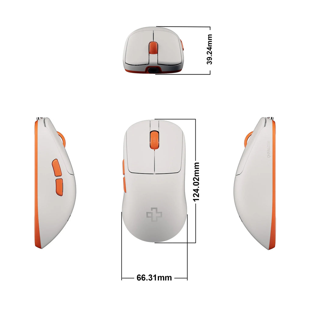QwertyKey Falcon White 8K vezeték nélküli gamer egér, 30 000 DPI, háromféle csatlakozás, Bluetooth, PixArt 3950