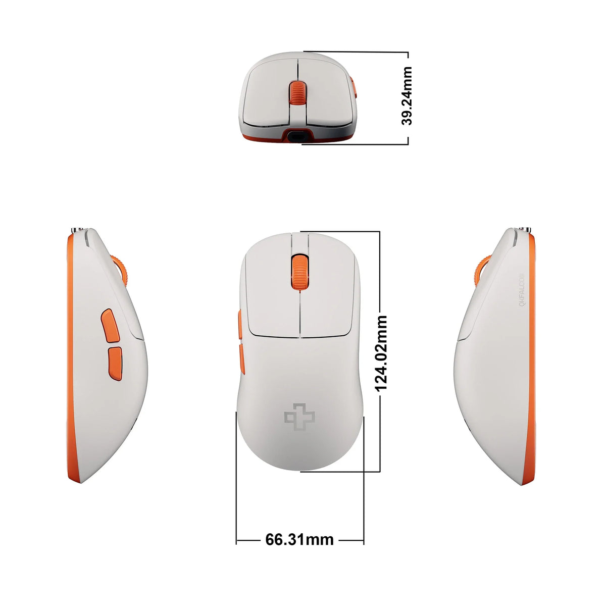 QwertyKey Falcon White 8K vezeték nélküli gamer egér, 30 000 DPI, háromféle csatlakozás, Bluetooth, PixArt 3950