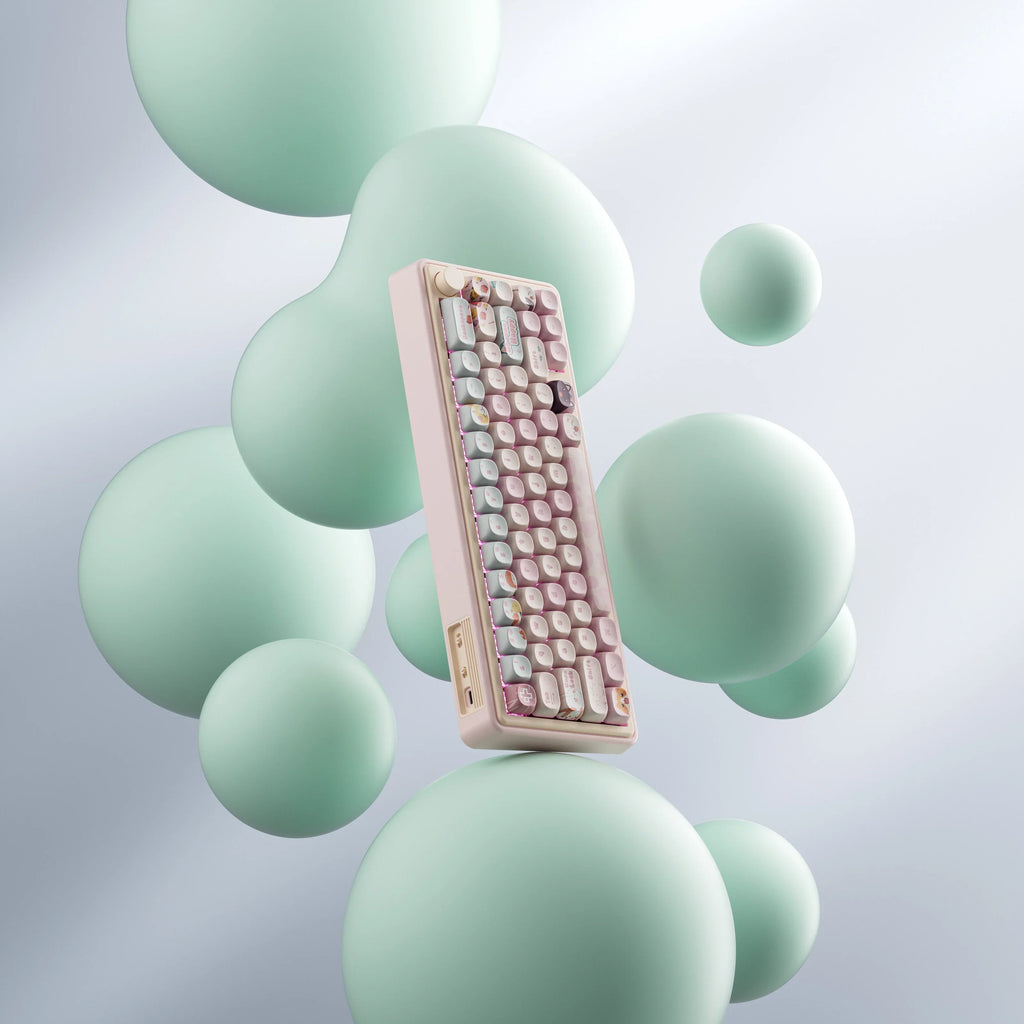QwertyKey65 Pro Bliss – vezeték nélküli mechanikus gamer billentyűzet, hot-swap, Full RGB, VIA