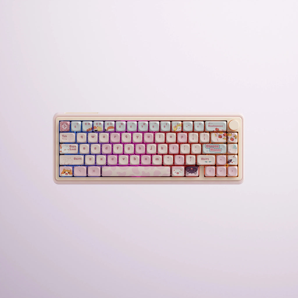 QwertyKey65 Pro Bliss – vezeték nélküli mechanikus gamer billentyűzet, hot-swap, Full RGB, VIA