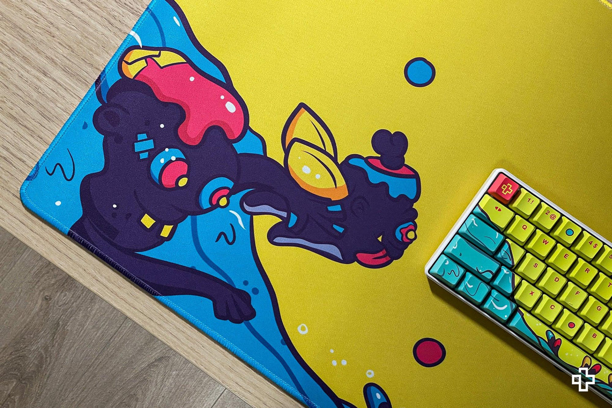 QwertyKey Octopus Yellow gamer asztali egérpad, vízálló, varrott szélek, 4 mm, csúszásmentes gumitalp