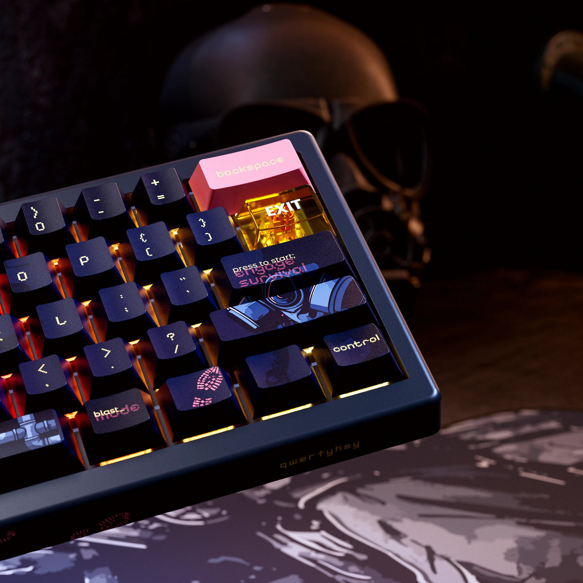 QwertyKey61 PRO Fallout – vezeték nélküli mechanikus gamer billentyűzet, hot-swap, Full RGB