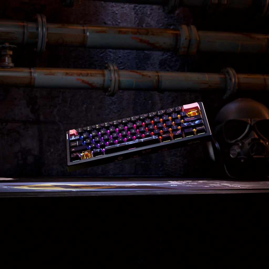 QwertyKey61 PRO Fallout – vezeték nélküli mechanikus gamer billentyűzet, hot-swap, Full RGB