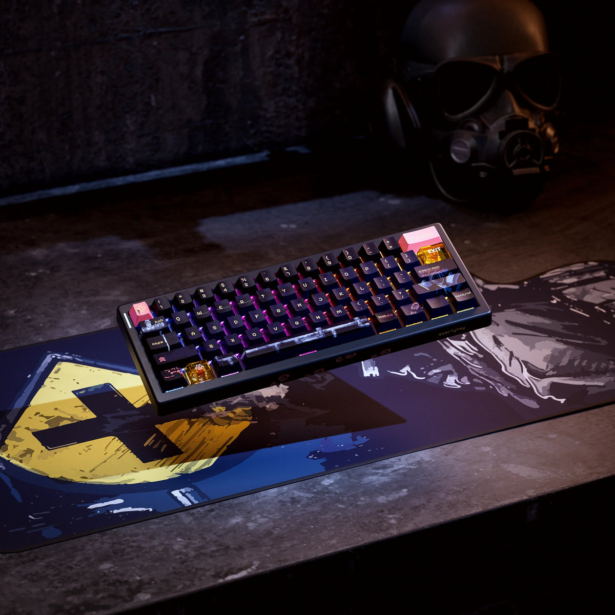 QwertyKey61 PRO Fallout – vezeték nélküli mechanikus gamer billentyűzet, hot-swap, Full RGB