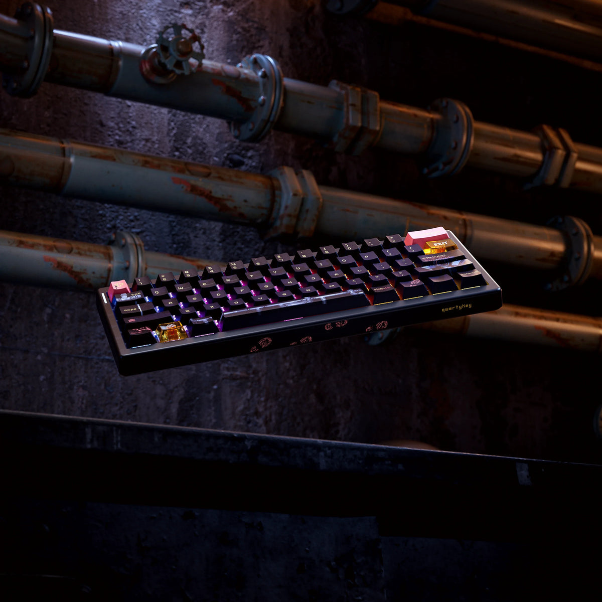 QwertyKey61 PRO Fallout – vezeték nélküli mechanikus gamer billentyűzet, hot-swap, Full RGB