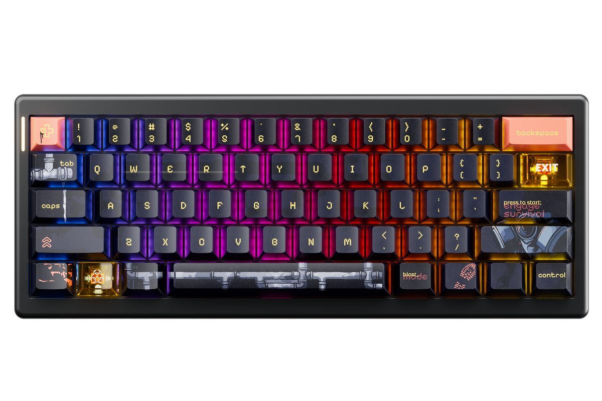 QwertyKey61 PRO Fallout – vezeték nélküli mechanikus gamer billentyűzet, hot-swap, Full RGB