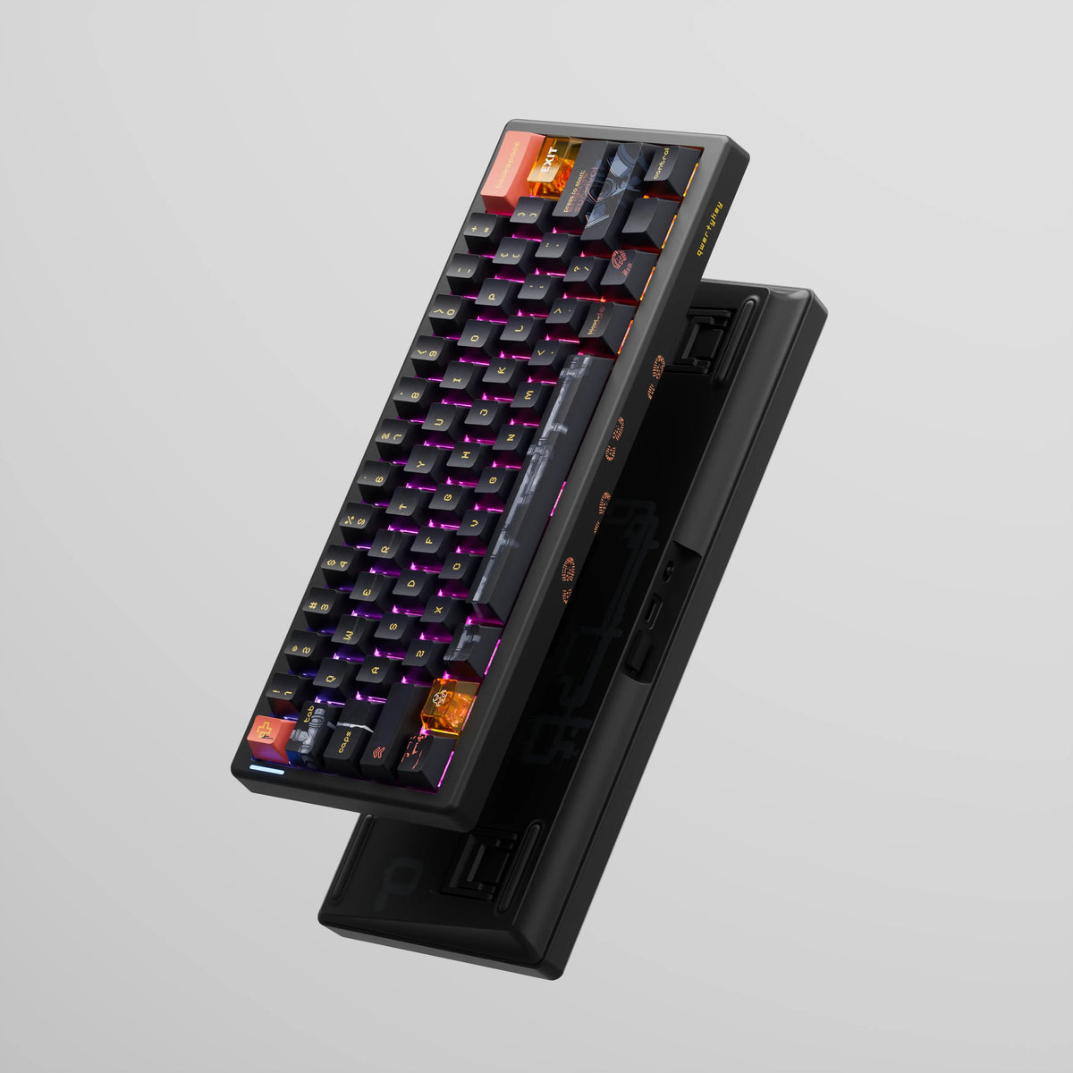 QwertyKey61 PRO Fallout – vezeték nélküli mechanikus gamer billentyűzet, hot-swap, Full RGB