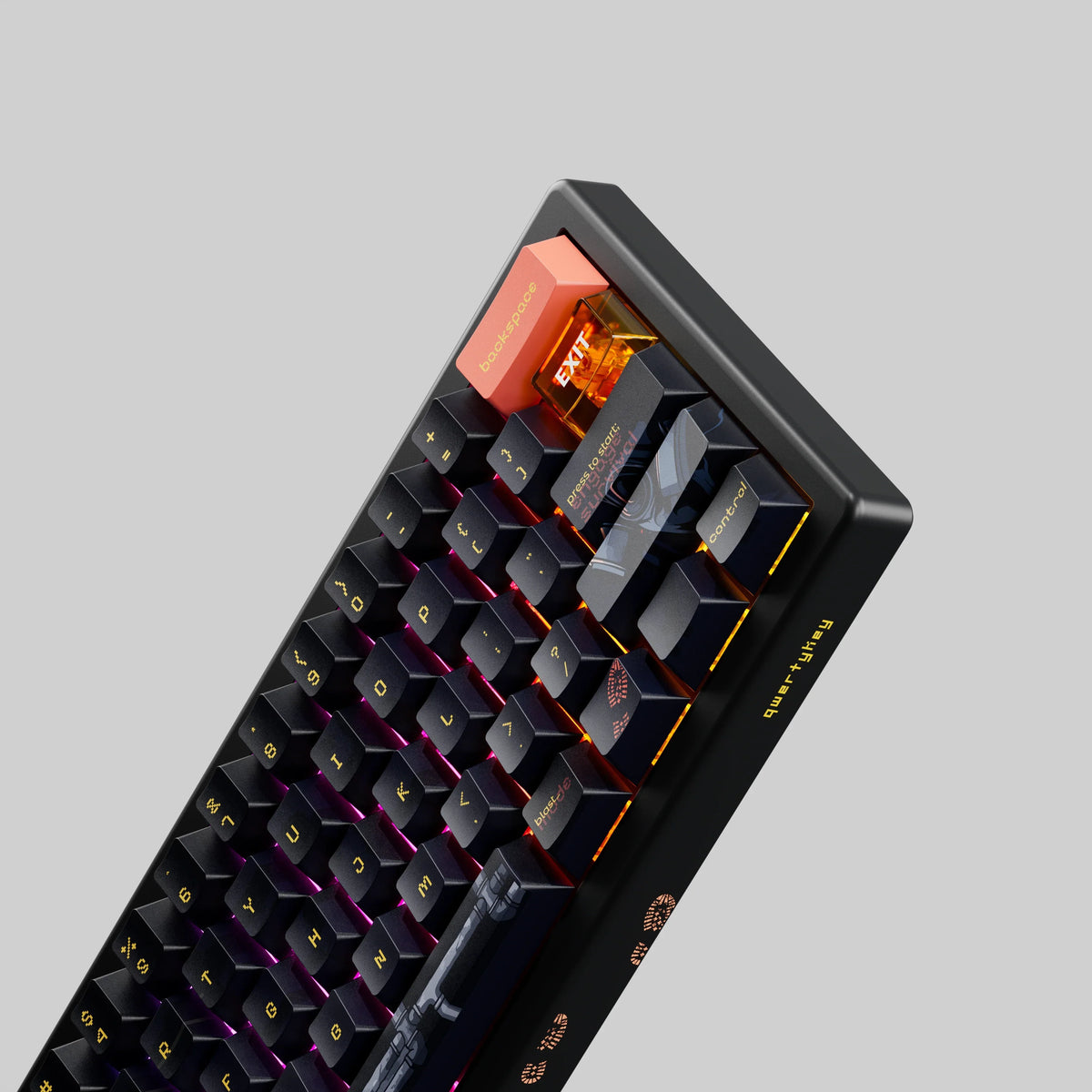 QwertyKey61 PRO Fallout – vezeték nélküli mechanikus gamer billentyűzet, hot-swap, Full RGB