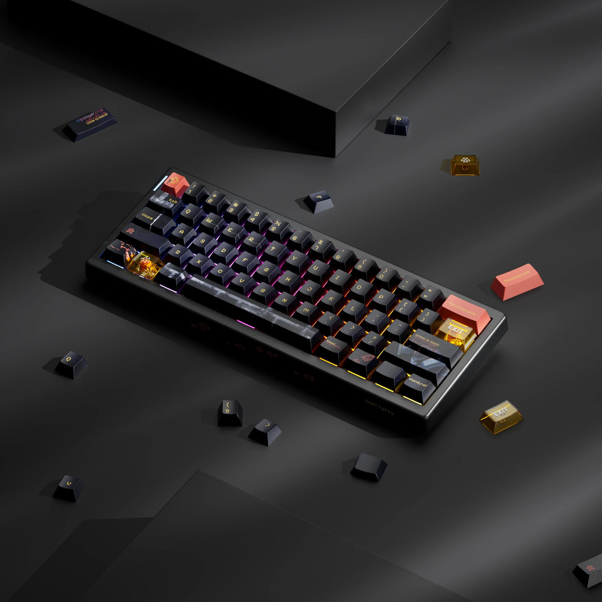 QwertyKey61 PRO Fallout – vezeték nélküli mechanikus gamer billentyűzet, hot-swap, Full RGB