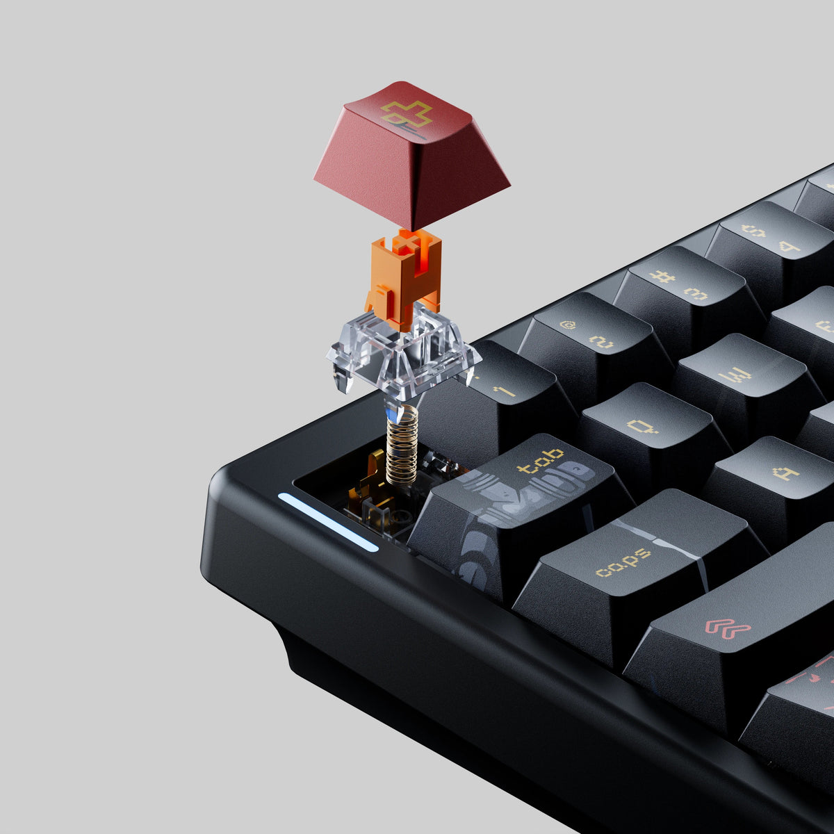 QwertyKey61 PRO Fallout – vezeték nélküli mechanikus gamer billentyűzet, hot-swap, Full RGB