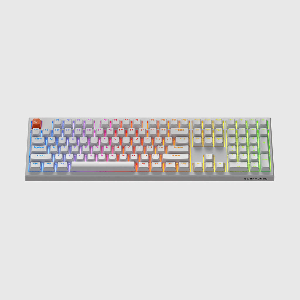 QwertyKey H100 Pro V2 fehér – vezeték nélküli mechanikus gamer billentyűzet, hot-swap, gasket, Full RGB