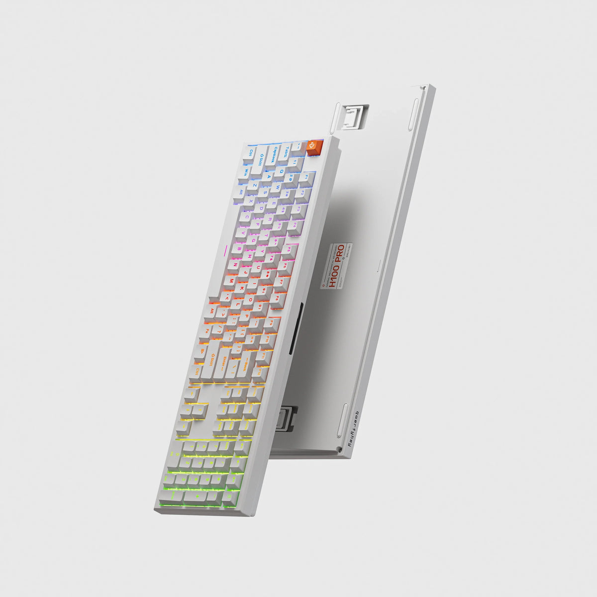 QwertyKey H100 Pro V2 fehér – vezeték nélküli mechanikus gamer billentyűzet, hot-swap, gasket, Full RGB