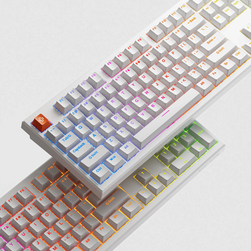 QwertyKey H100 Pro V2 fehér – vezeték nélküli mechanikus gamer billentyűzet, hot-swap, gasket, Full RGB