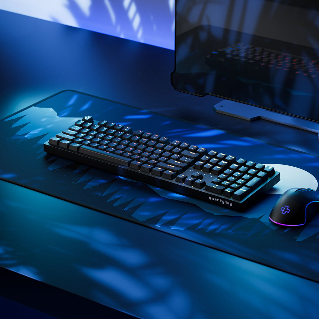QwertyKey H100 Black – vezeték nélküli mechanikus gamer billentyűzet, hot-swap, Full RGB