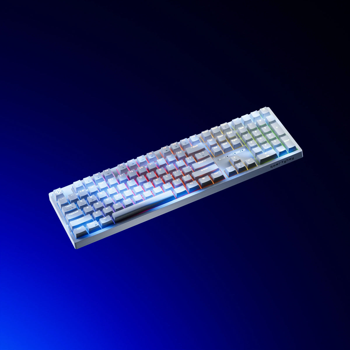QwertyKey H100 White – vezeték nélküli mechanikus gamer billentyűzet, hot-swap, Full RGB
