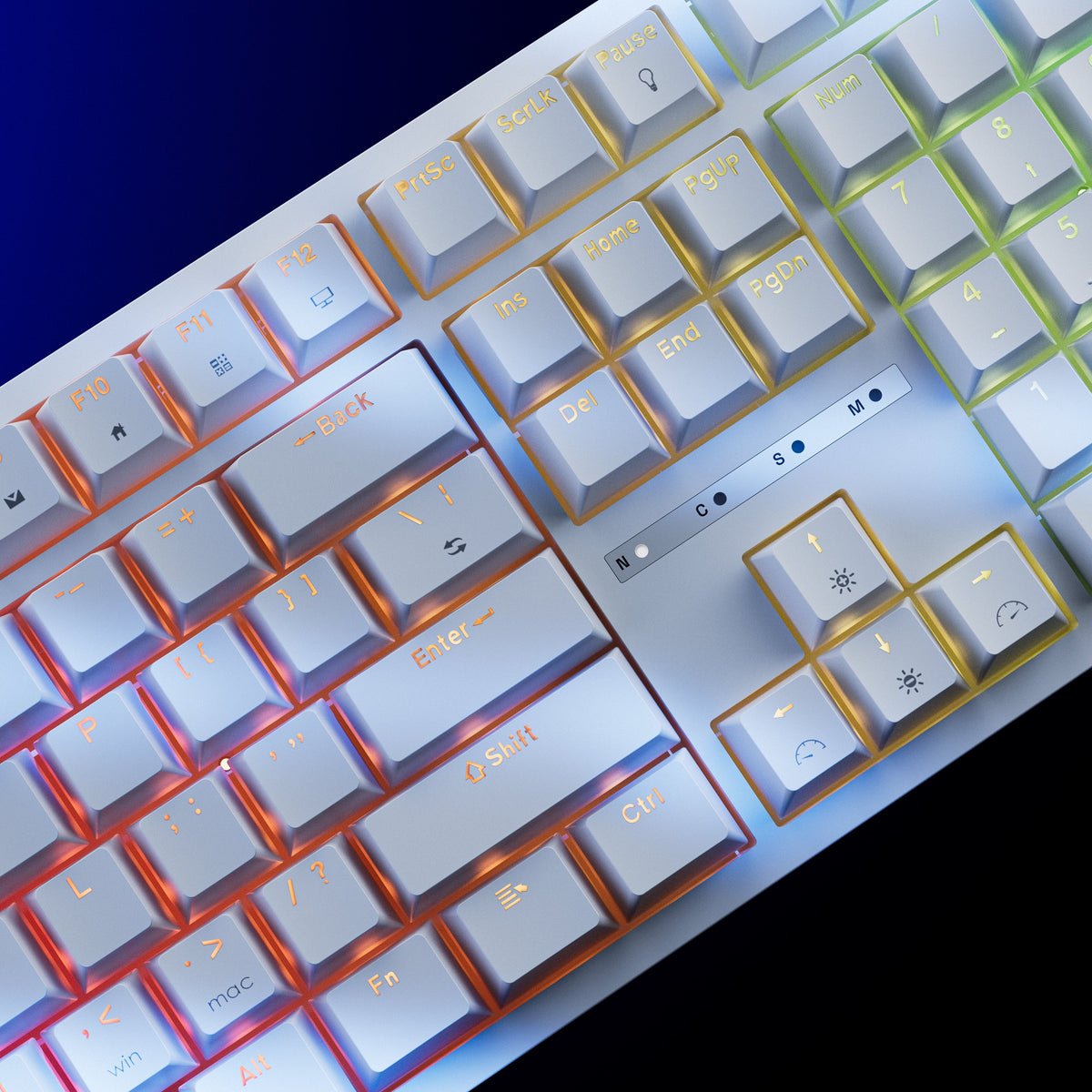 QwertyKey H100 White – vezeték nélküli mechanikus gamer billentyűzet, hot-swap, Full RGB