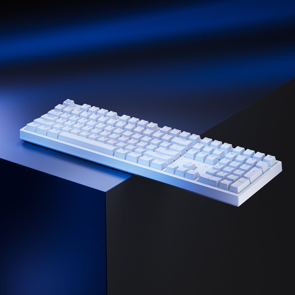 QwertyKey H100 White – vezeték nélküli mechanikus gamer billentyűzet, hot-swap, Full RGB