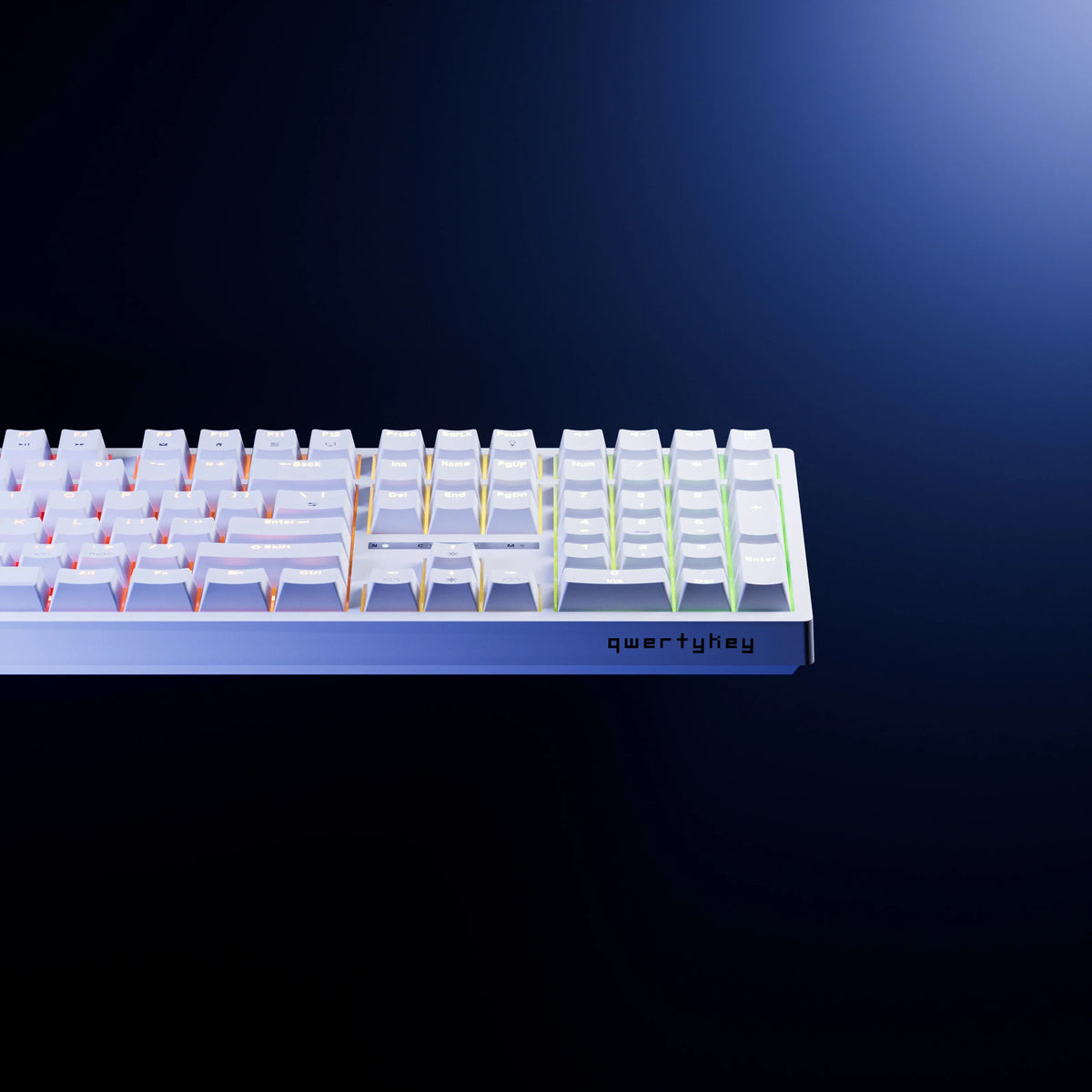 QwertyKey H100 White – vezeték nélküli mechanikus gamer billentyűzet, hot-swap, Full RGB