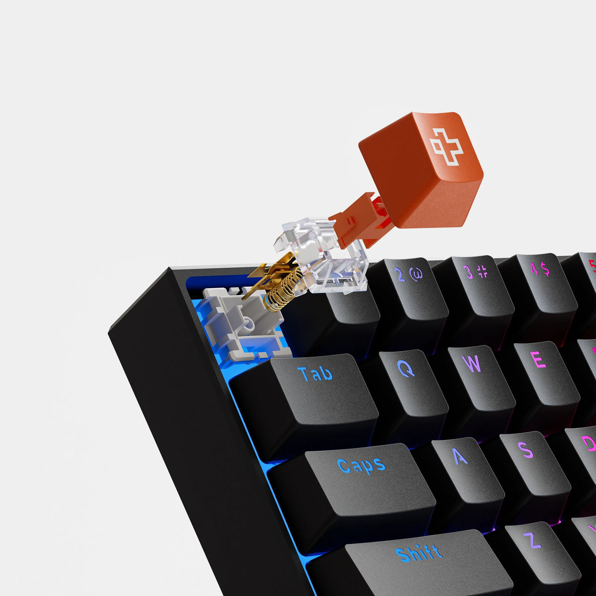 QwertyKey H61 Pro V2 fekete – mechanikus gamer billentyűzet, hot-swap, Full RGB
