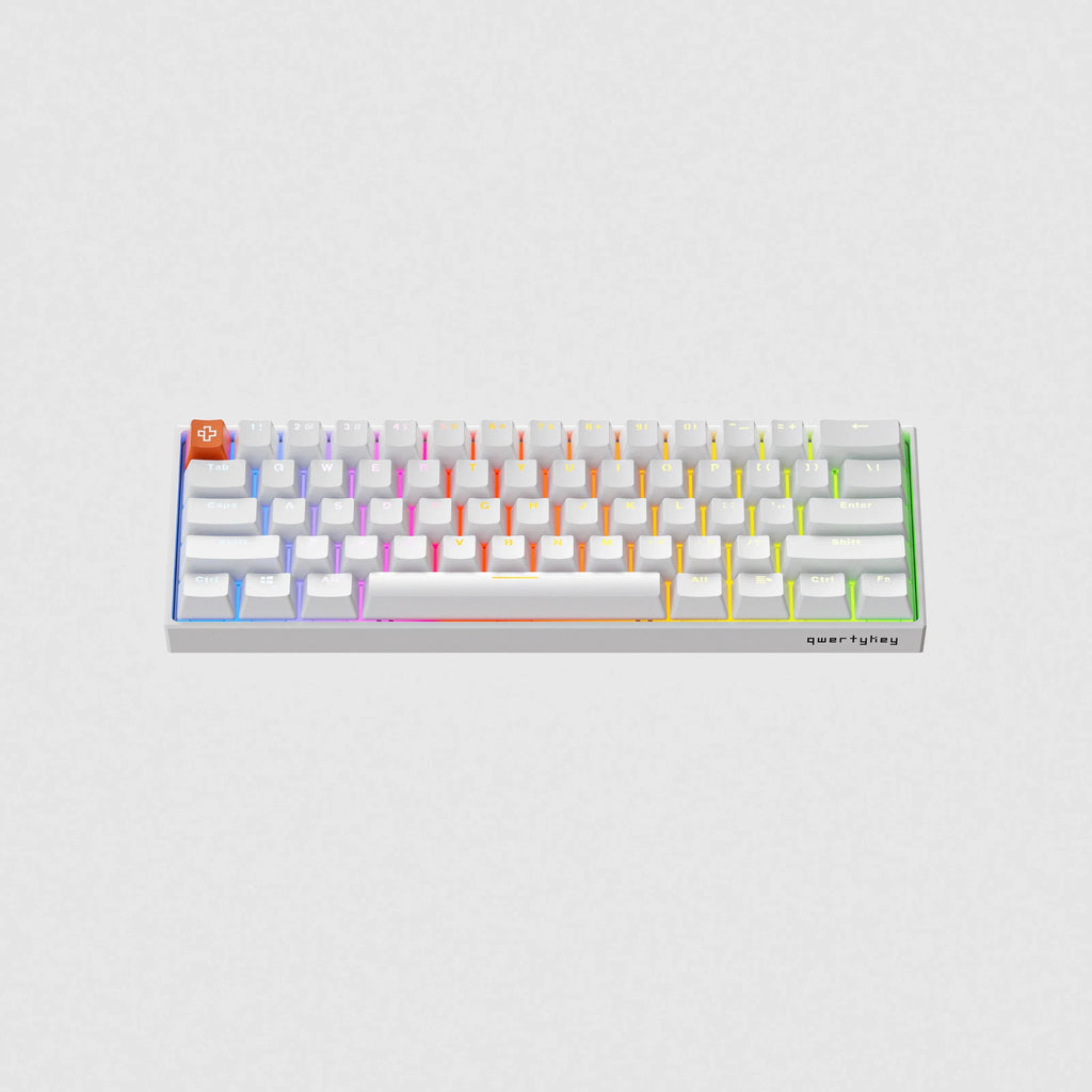 QwertyKey H61 Pro V2 fehér – mechanikus gamer billentyűzet, hot-swap, Full RGB