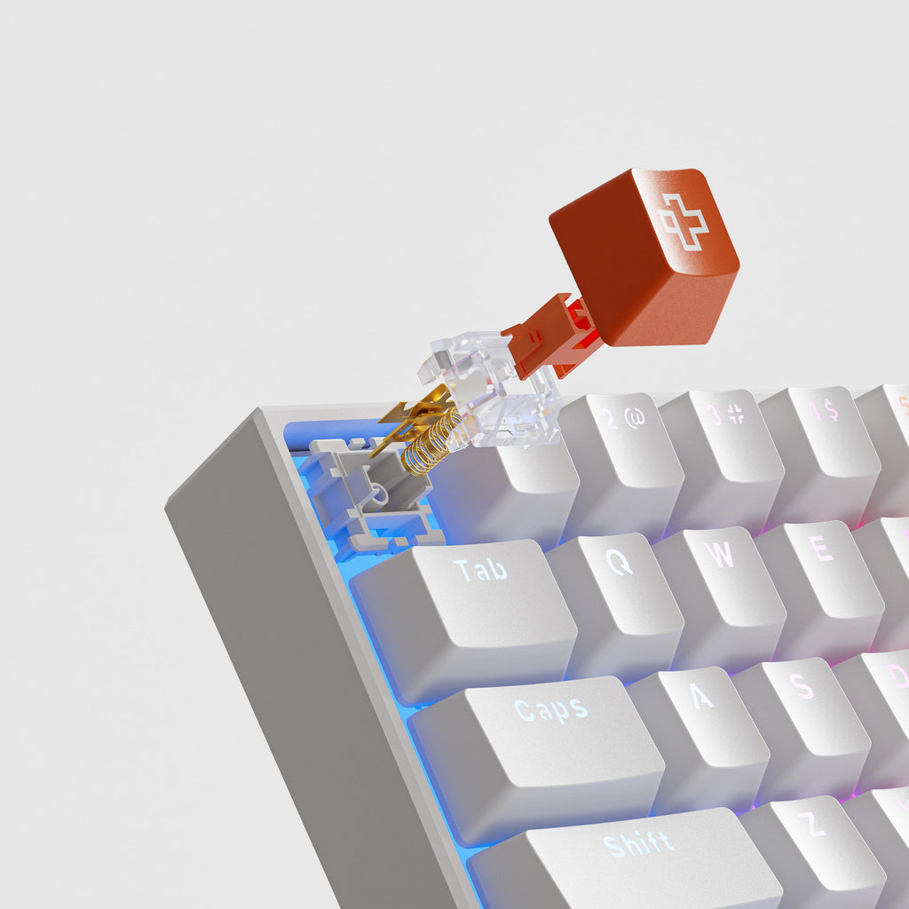 QwertyKey H61 Pro V2 fehér – mechanikus gamer billentyűzet, hot-swap, Full RGB