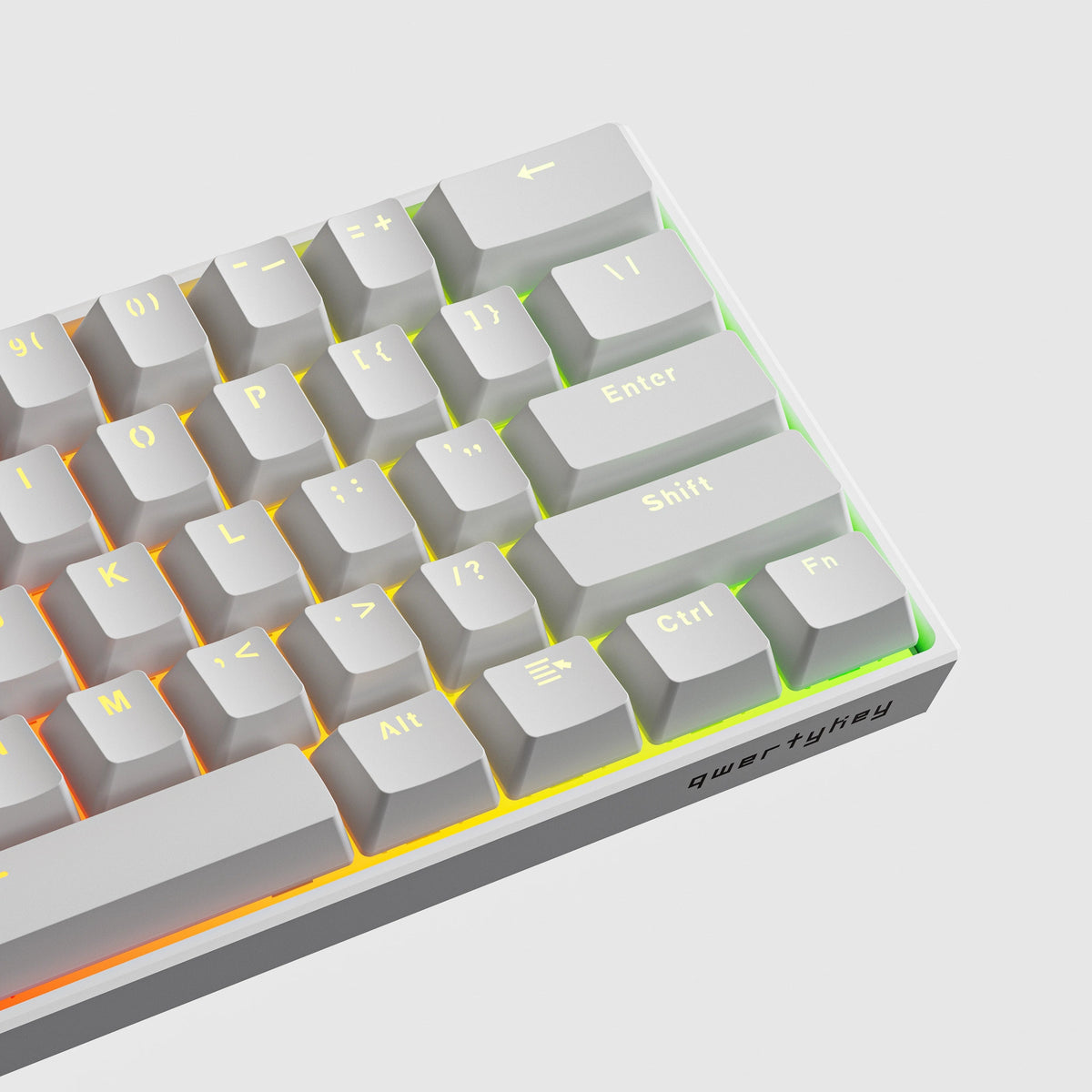 QwertyKey H61 Pro V2 fehér – mechanikus gamer billentyűzet, hot-swap, Full RGB