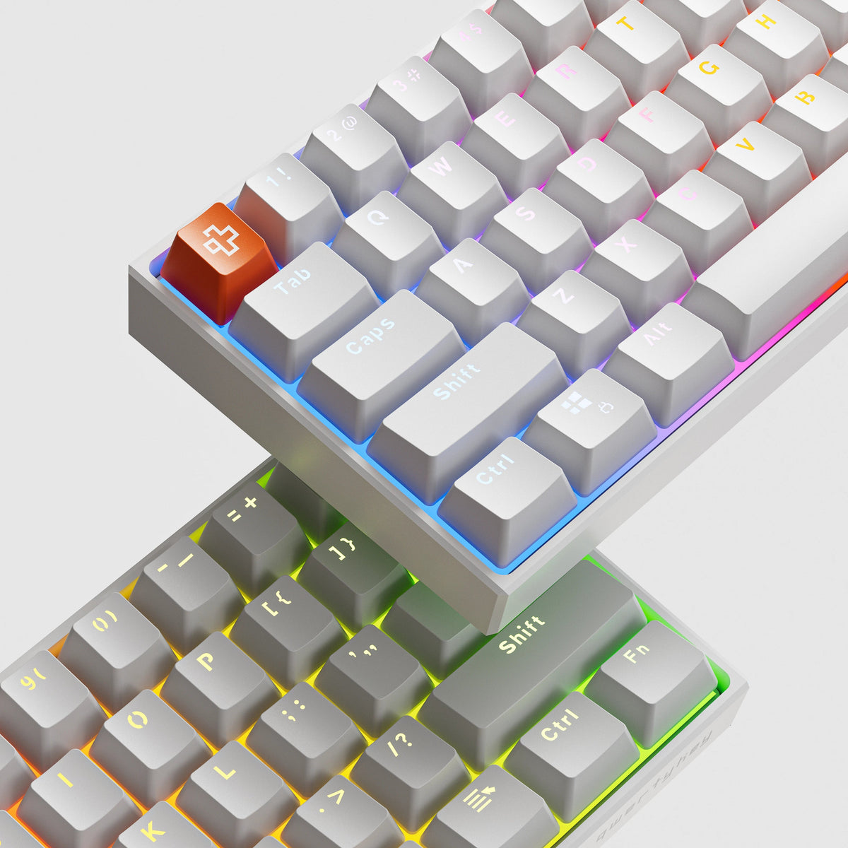 QwertyKey H61 Pro V2 fehér – mechanikus gamer billentyűzet, hot-swap, Full RGB