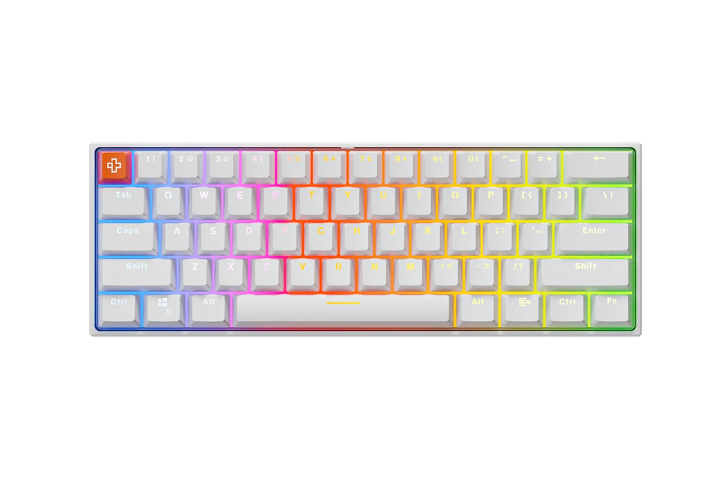 QwertyKey H61 Pro V2 fehér – mechanikus gamer billentyűzet, hot-swap, Full RGB