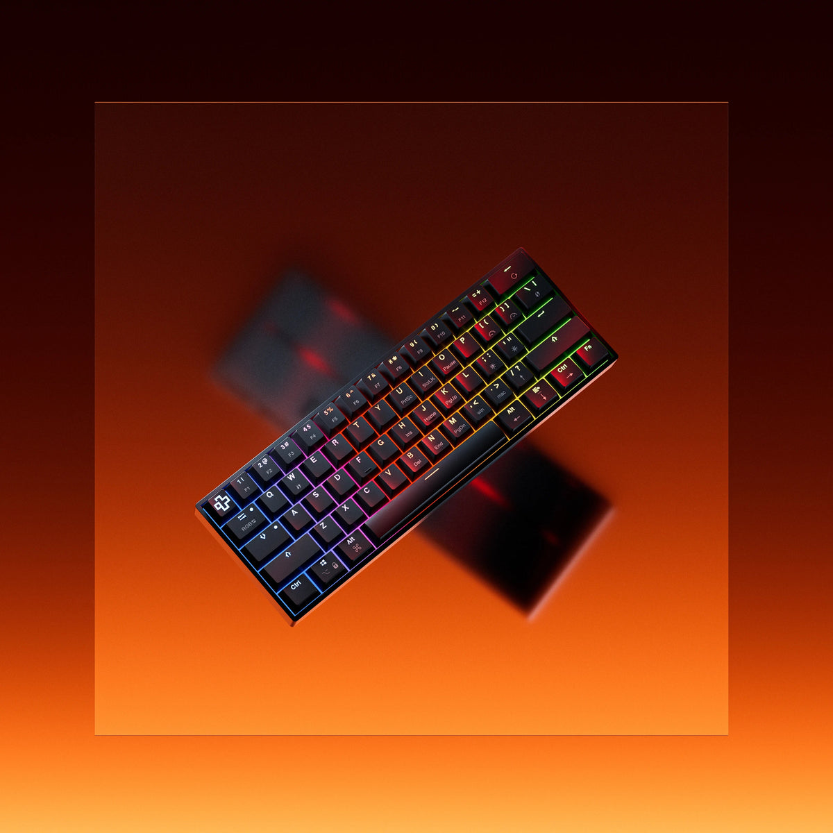 QwertyKey H61 Split Black – mechanikus gamer billentyűzet, hot-swap, Full RGB