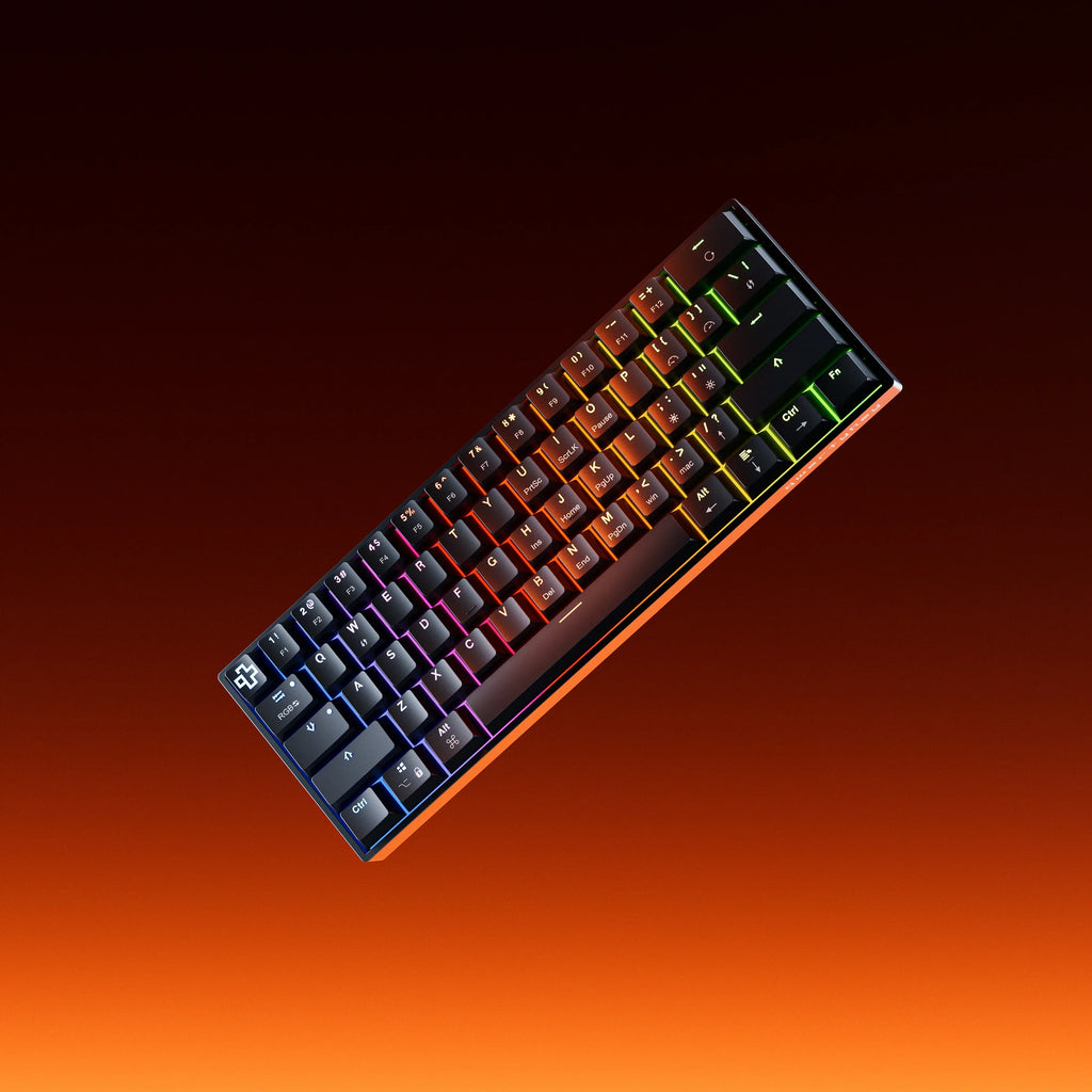 QwertyKey H61 Split Black – mechanikus gamer billentyűzet, hot-swap, Full RGB