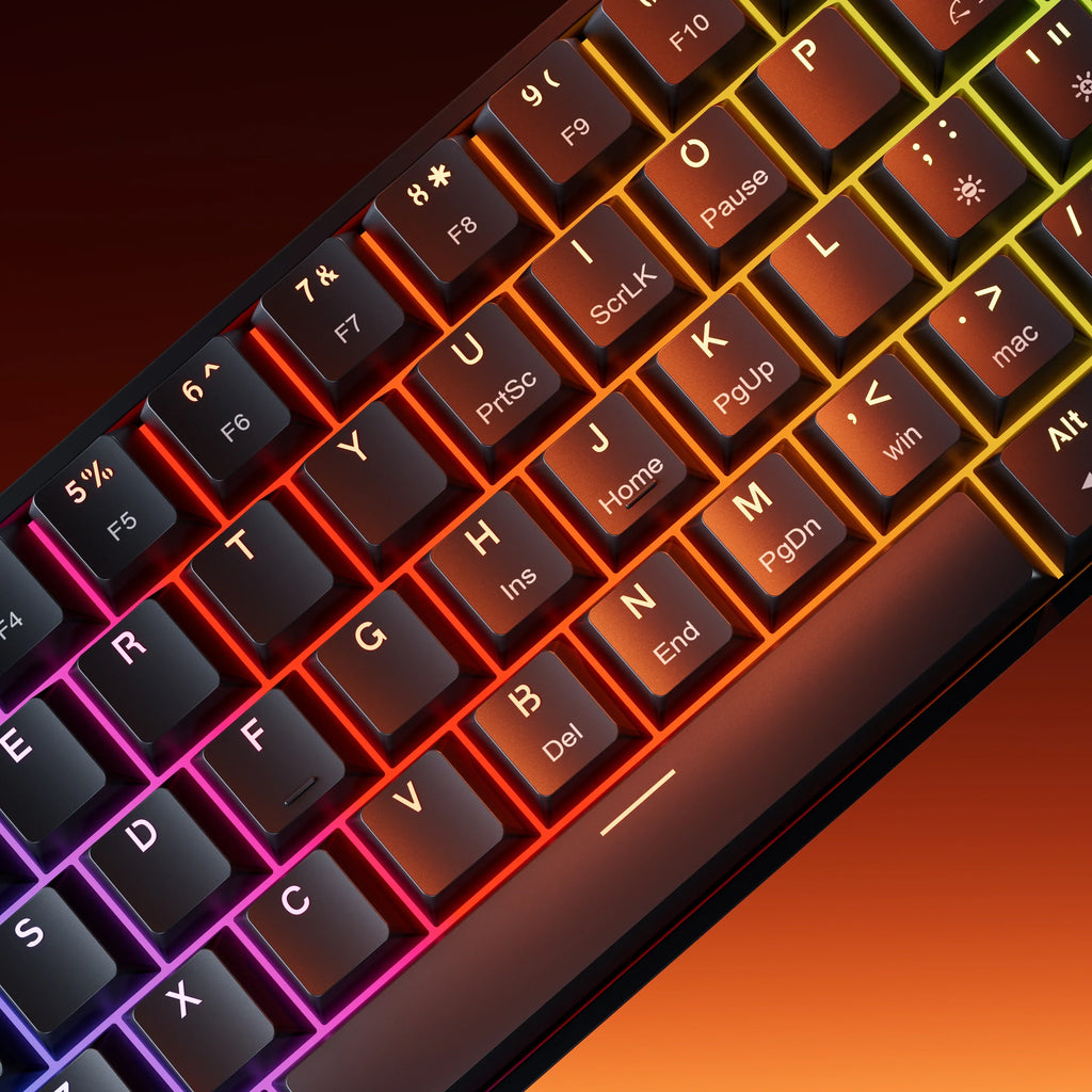 QwertyKey H61 Split Black – mechanikus gamer billentyűzet, hot-swap, Full RGB