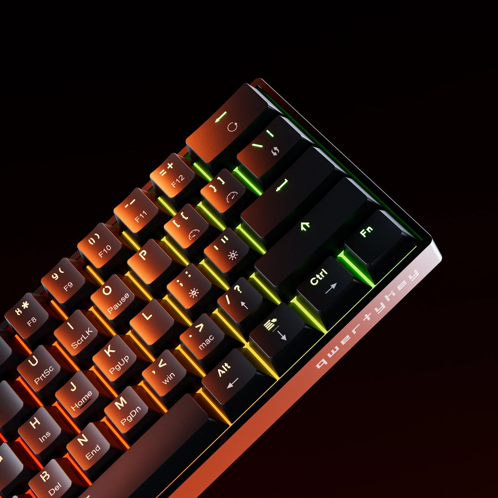 QwertyKey H61 Split Black – mechanikus gamer billentyűzet, hot-swap, Full RGB