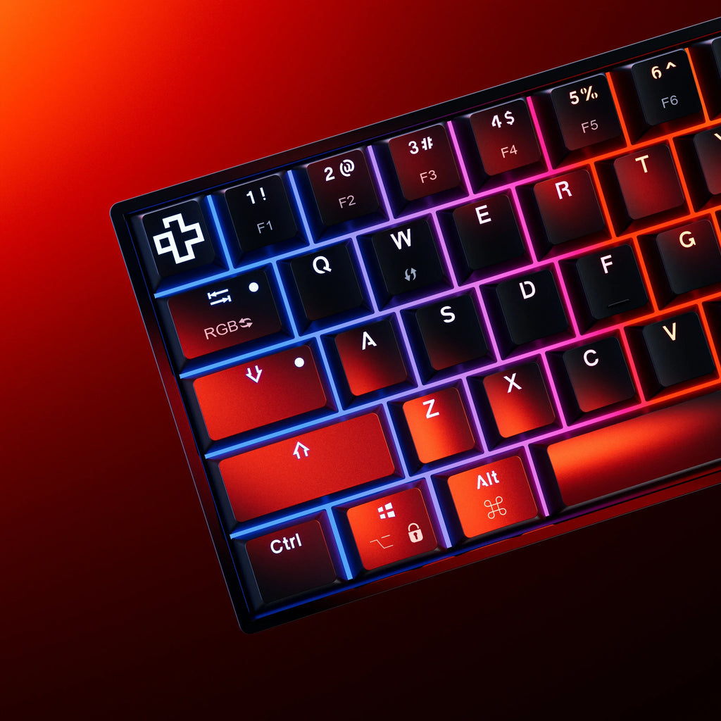 QwertyKey H61 Split Black – mechanikus gamer billentyűzet, hot-swap, Full RGB