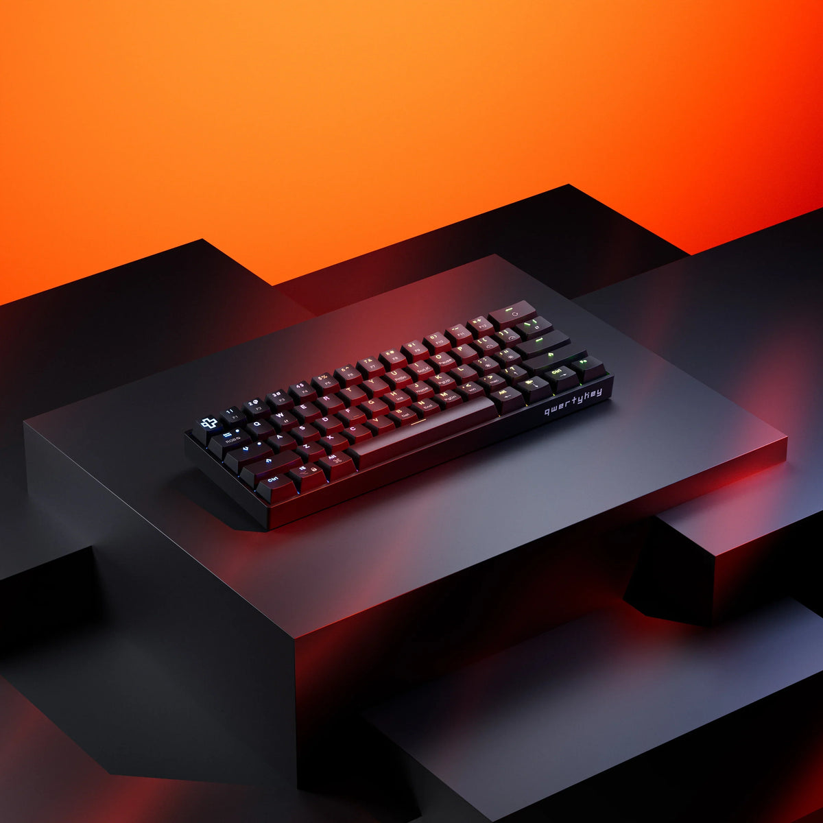 QwertyKey H61 Split Black – mechanikus gamer billentyűzet, hot-swap, Full RGB