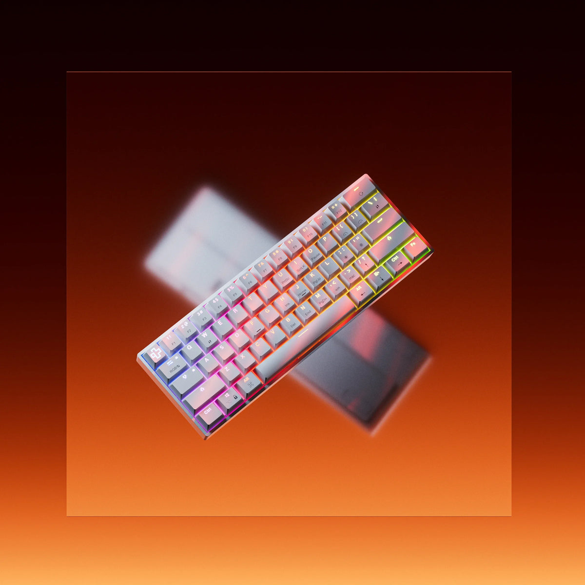 QwertyKey H61 Split White – mechanikus gamer billentyűzet, hot-swap, Full RGB