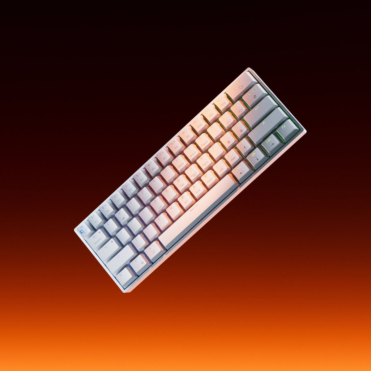 QwertyKey H61 Split White – mechanikus gamer billentyűzet, hot-swap, Full RGB