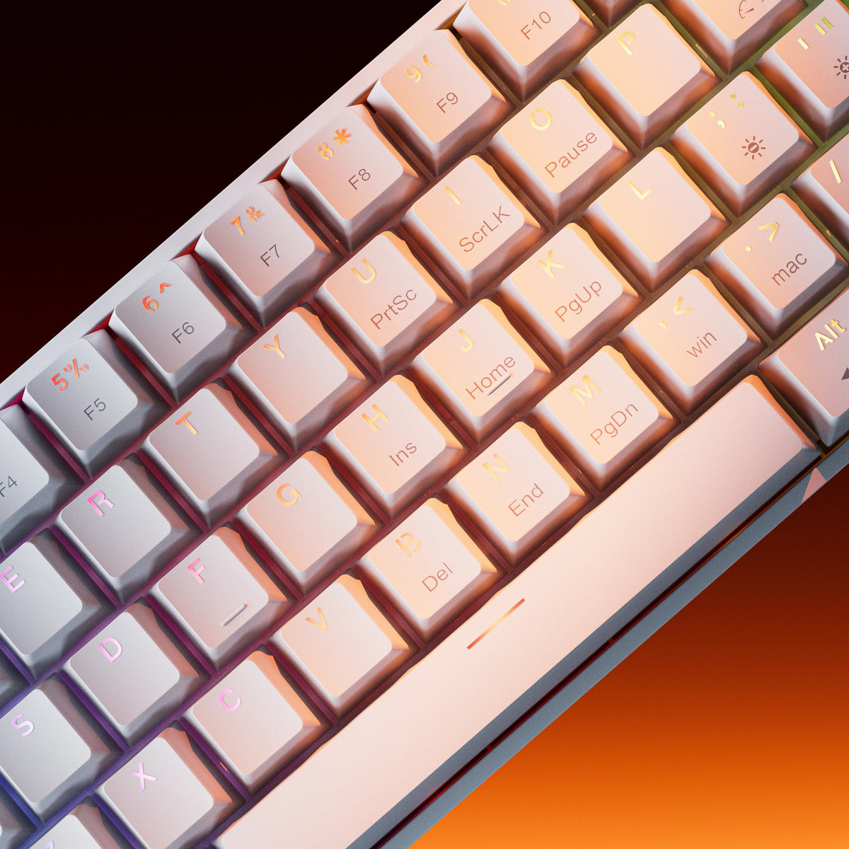 QwertyKey H61 Split White – mechanikus gamer billentyűzet, hot-swap, Full RGB