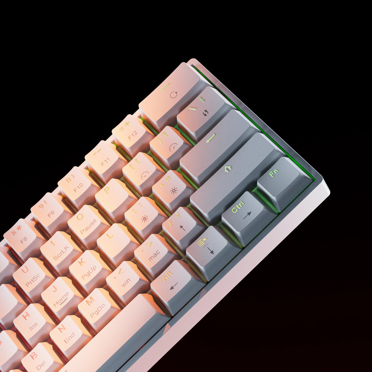 QwertyKey H61 Split White – mechanikus gamer billentyűzet, hot-swap, Full RGB