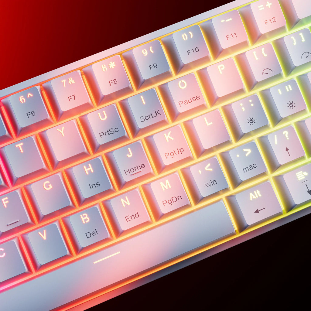 QwertyKey H61 Split White – mechanikus gamer billentyűzet, hot-swap, Full RGB