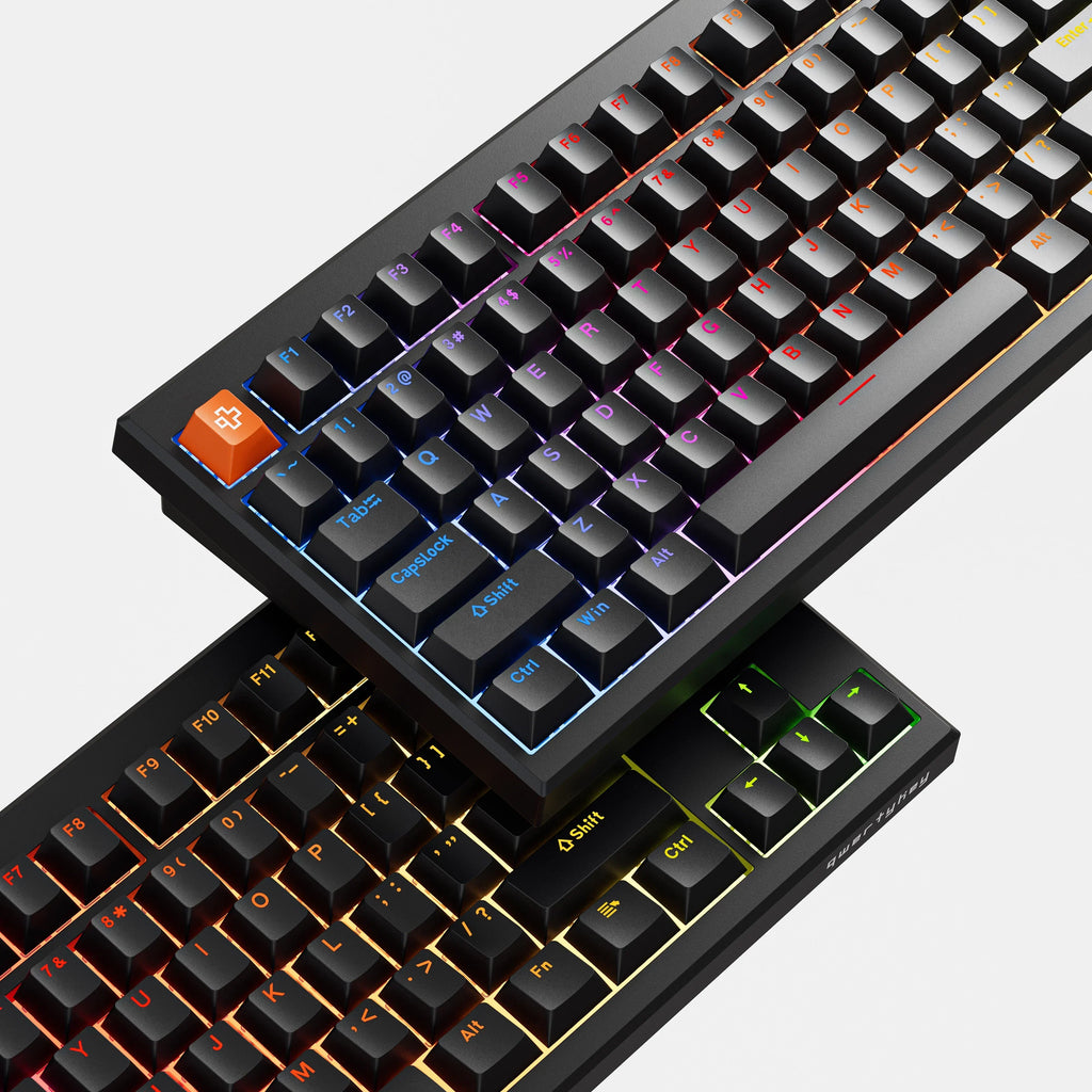 QwertyKey H87 Pro V2 fekete – vezeték nélküli mechanikus gamer billentyűzet, hot-swap, gasket, Full RGB