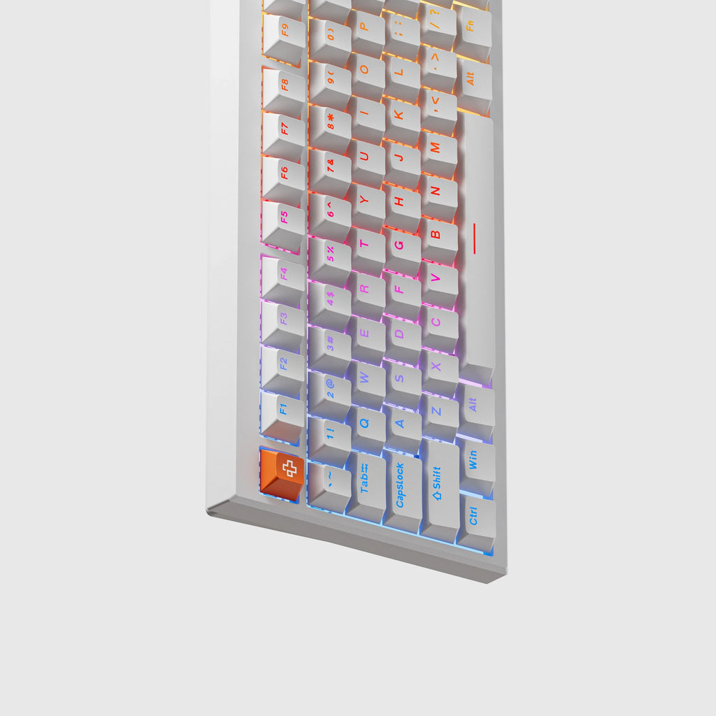 QwertyKey H87 Pro V2 fehér – vezeték nélküli mechanikus gamer billentyűzet, hot-swap, gasket, Full RGB