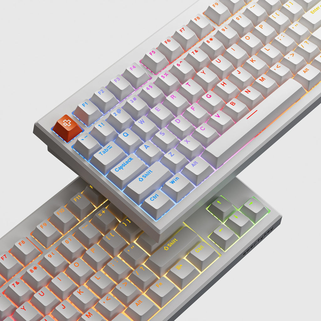 QwertyKey H87 Pro V2 fehér – vezeték nélküli mechanikus gamer billentyűzet, hot-swap, gasket, Full RGB