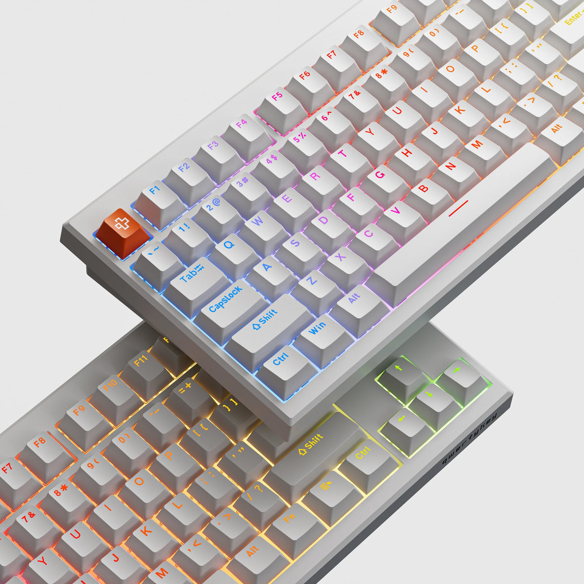 QwertyKey H87 Pro V2 fehér – vezeték nélküli mechanikus gamer billentyűzet, hot-swap, gasket, Full RGB