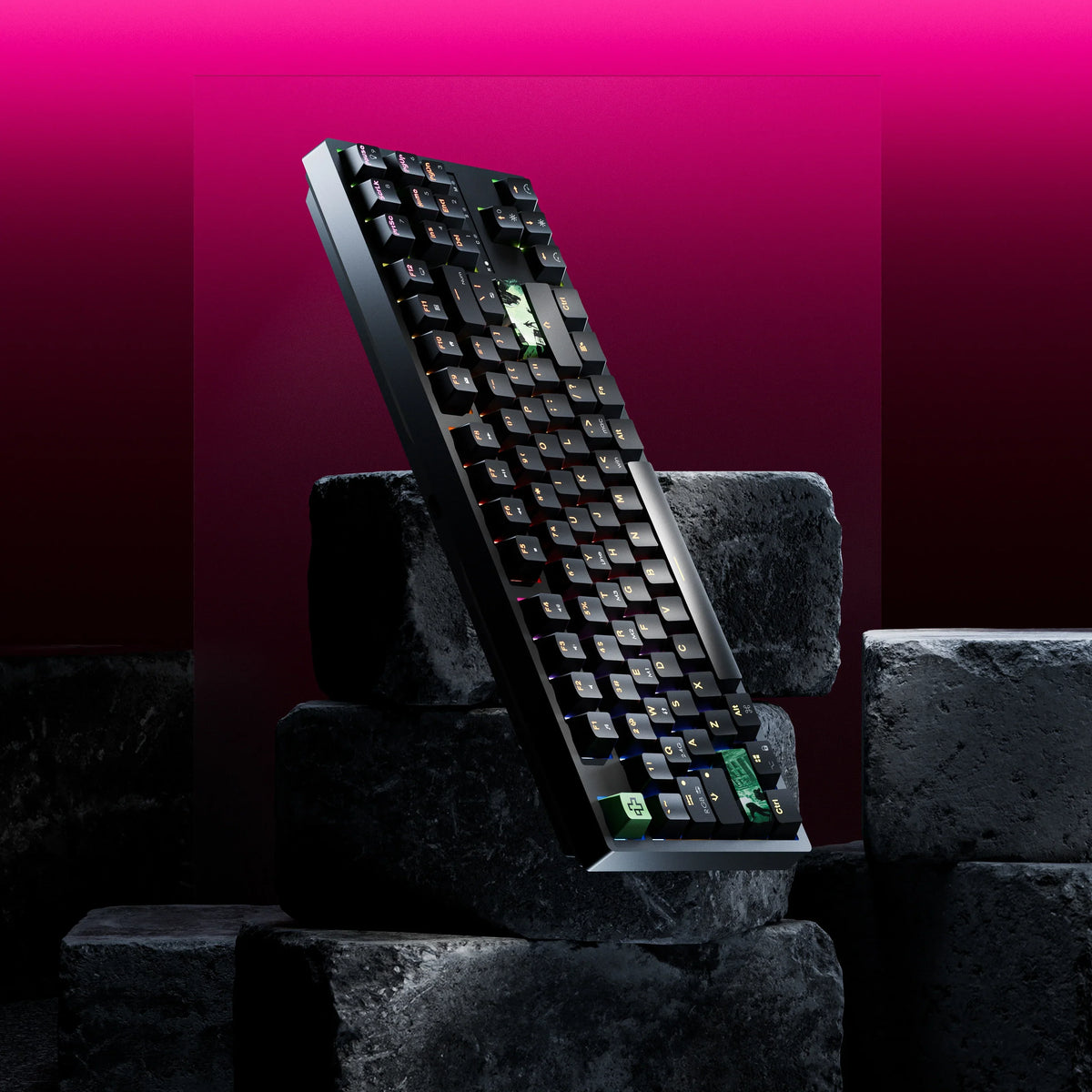 QwertyKey H87 Black – vezeték nélküli mechanikus gamer billentyűzet, hot-swap, Full RGB