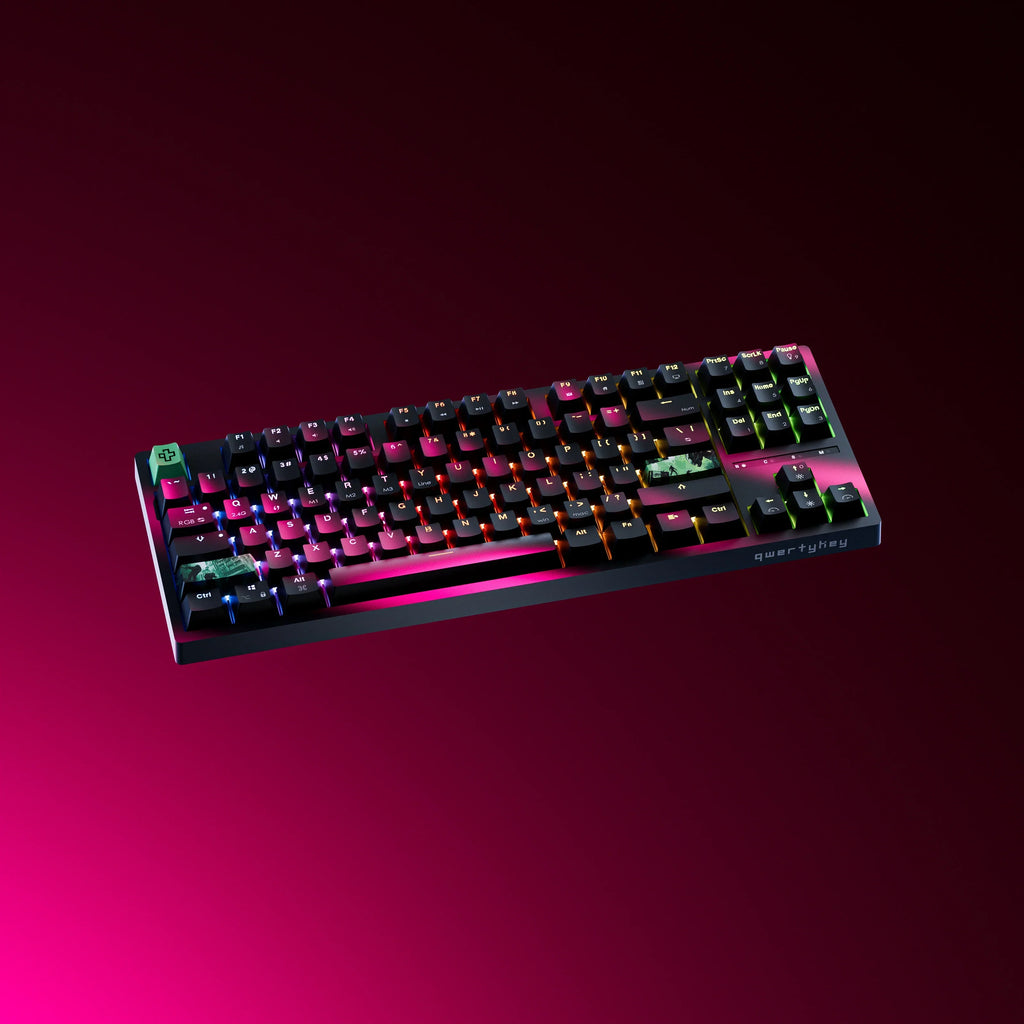 QwertyKey H87 Black – vezeték nélküli mechanikus gamer billentyűzet, hot-swap, Full RGB