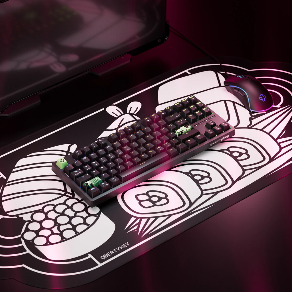 QwertyKey H87 Black – vezeték nélküli mechanikus gamer billentyűzet, hot-swap, Full RGB