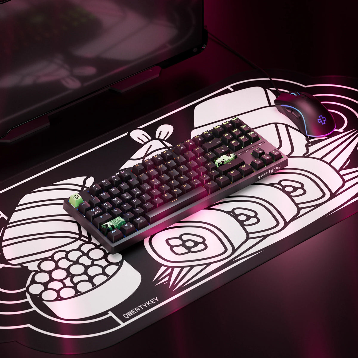 QwertyKey H87 Black – vezeték nélküli mechanikus gamer billentyűzet, hot-swap, Full RGB
