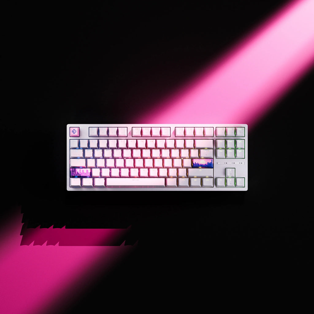 QwertyKey H87 White – vezeték nélküli mechanikus gamer billentyűzet, hot-swap, Full RGB